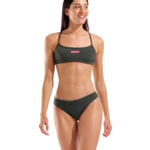 Bikini BANDEAU SOLID ARENA Dark Sage Shocking Pink