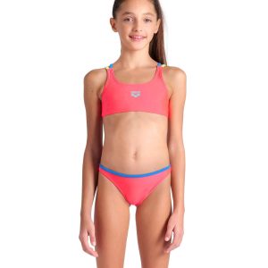 BIKINI SOLID TWO PIECES ARENA bambina Fluo Red Blue