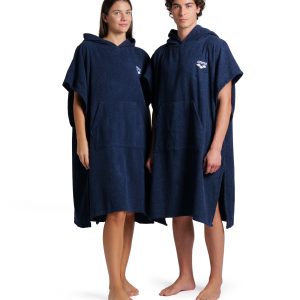 COTTON PONCHO ARENA Navy White