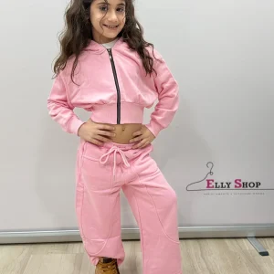 Completo sportivo bambina rosa crop