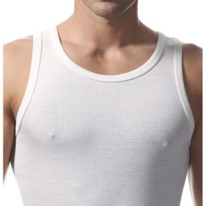 Canottiera spalla larga in lana di peso medio