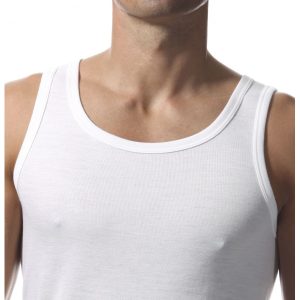 Canottiera spalla larga in tessuto doubleface