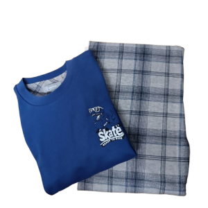 Pigiama bimbo girocollo bordato in caldo cotone BipBip