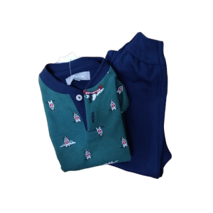 Pigiama bimbo serafino caldo cotone verde BipBip