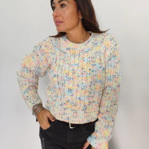 Maglione donna multicolor intrecciato