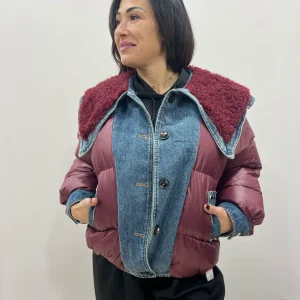 Giubbotto donna corto imbottito denim teddy