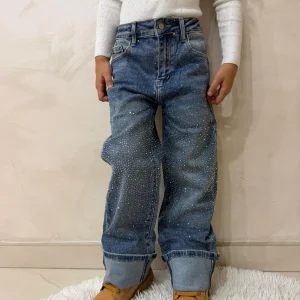 Jeans bambina con strass gamba ampia art.z47