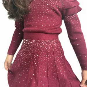 Completo elegante bordeaux bambina