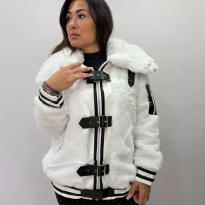 Giacca pelliccia ecologica donna cinturini