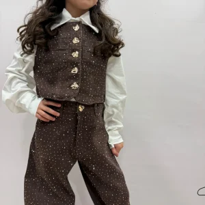 Completo elegante bambina marrone