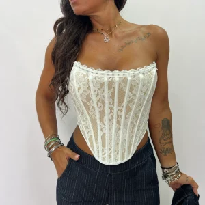 Corpetto merletto e perline