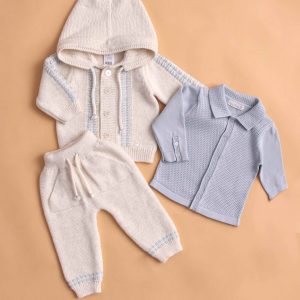 Completo neonato 3 pezzi in lana merino
