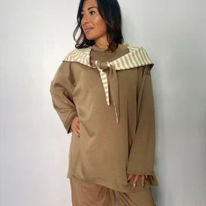 Felpa donna con cappuccio a righe