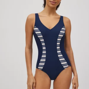 COSTUME DA BAGNO MODELLANTE A RIGHE BLU SCURO YSABEL MORA