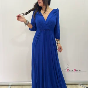 Abito lungo elegante curvy blu royal