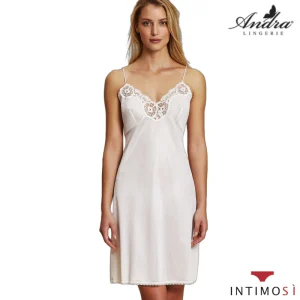 Sottoveste morbida con inserti in pizzo e spalline strette | Andra 85