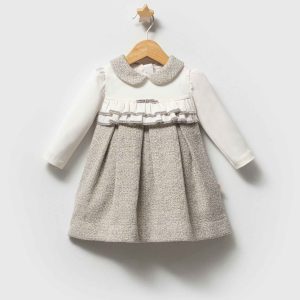 Abito neonata con colletto e balza decorativa