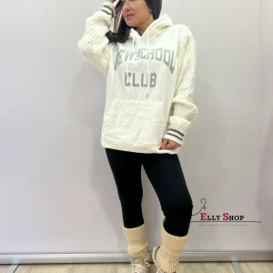 Felpa oversize donna con cappuccio e stampa