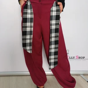 Pantalone donna bretelle scozzese