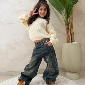 Jeans bambina con strass balloon