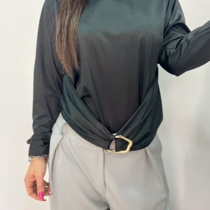 Body curvy nero con anello decorativo donna