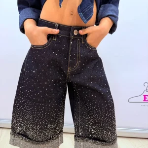 Jeans  bambina con strass denim