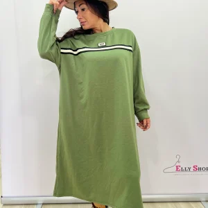 Abito lungo felpato casual curvy donna