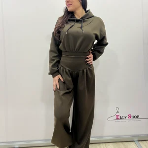 Completo tuta donna felpa e pantalone palazzo