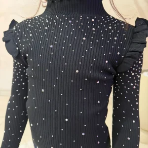Maglia bambina strass maniche lunghe