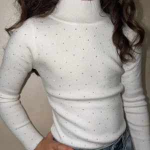 Dolcevita bambina bianco con strass