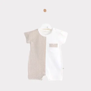 Tutina Neonato Bicolore con Taschino in Cotone Biologico