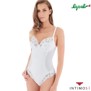 Body in cotone senza ferretto con ali di sostegno laterali pizzo e cotone | 454 Lepel