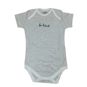 Body Neonato Manica Corta Grigio Righe Scollo Busta