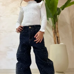 Jeans bambina strass laterali Modello balloon