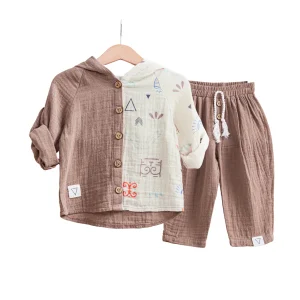 Completo bimbo camicia con cappuccio e pantaloni