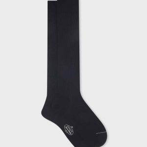 Calze lunghe uomo lana tinta unita a coste