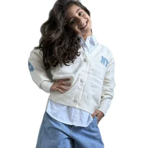 Cardigan bambina lana rasata New York