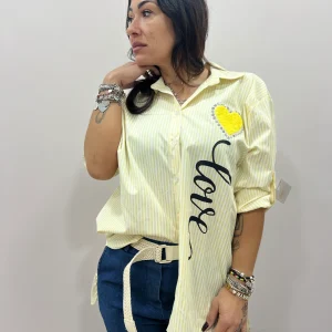 Camicia donna a righe con cuore Love