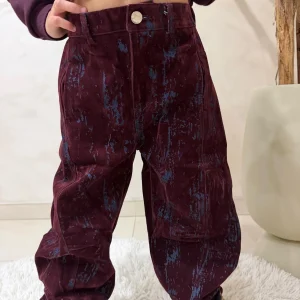 Pantaloni bordeaux bambina ampi