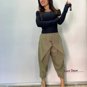 Pantaloni donna incrociati vita elastica 42-50