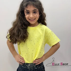 T-shirt bambina con strass luminosi