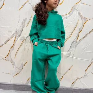 Completo tuta bambina felpa cropped e pantalone — sportivo casual