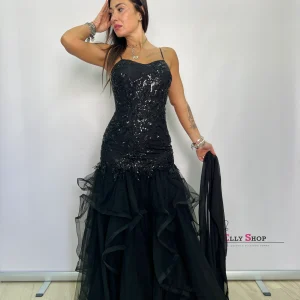 Abito Lungo elegante per cerimonie con Dettagli Frontali - Made in Italy