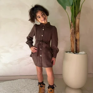 Abito camicia bambina marrone