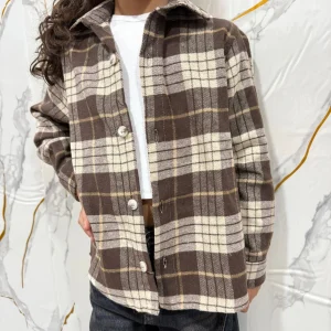 Camicia a quadri bambina in flanella  — overshirt casual inverno