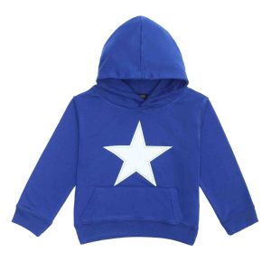 Felpa bambini unisex French Terry leggero blu elettrico con cappuccio - Stampa s