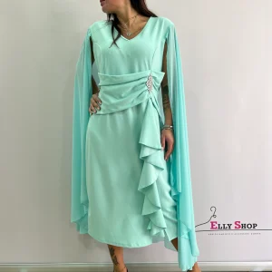 Abito Elegante Con Drappeggio E Maniche In Stola (Disponibile In Altri Colori)