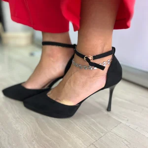 Décolleté Beige e Nere a Punta con Tacco  e Cinturino