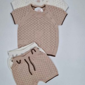 Completo Estivo in Maglia Traforata per Neonato