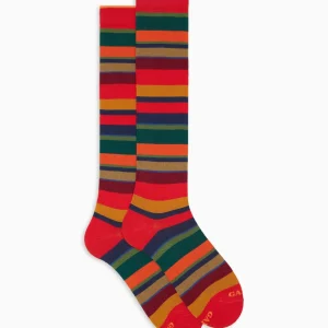 Calze lunghe donna cotone righe multicolor Gallo